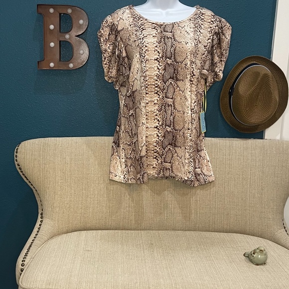 CeCe Python Print Stylized Sleeves Large Shirt New With Tags - Picture 3 of 5